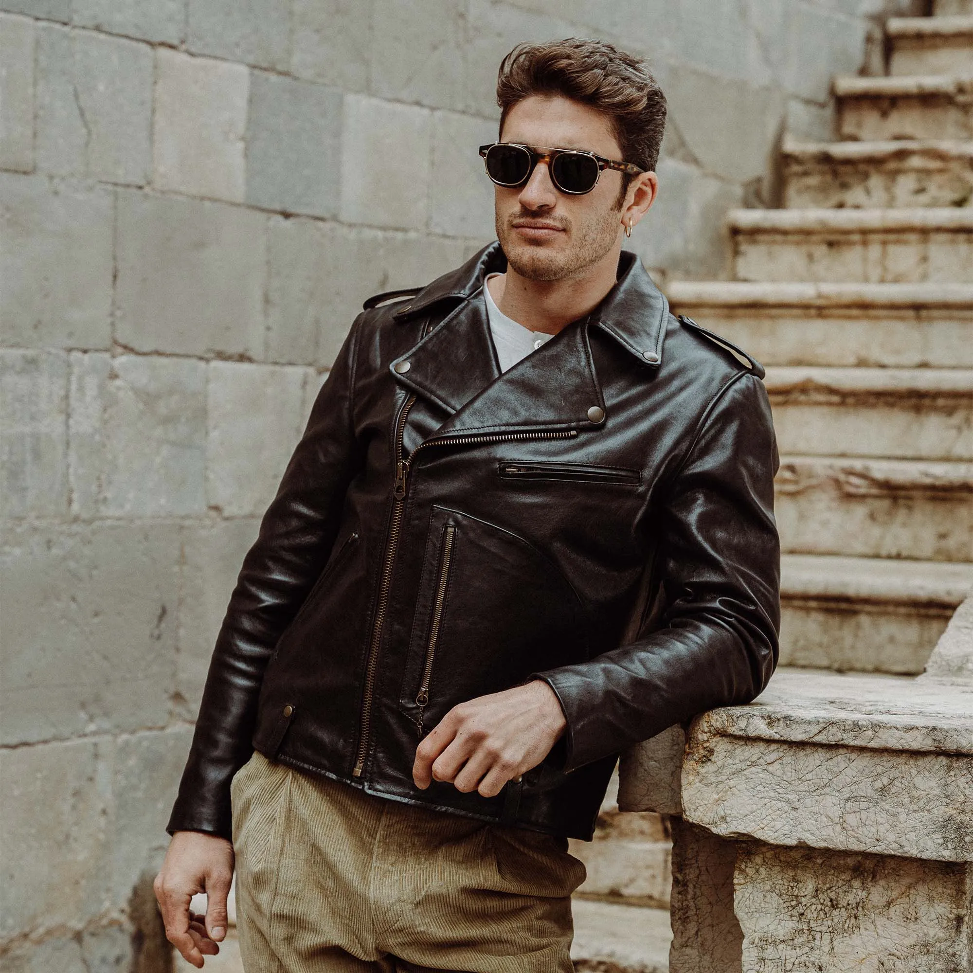 【Shangri-La Heritage】Chiodo Horsehide Leather Jacket 50年代黑茶芯馬皮騎士皮衣 sold by Blue Beach Denim product image thumbnail 2