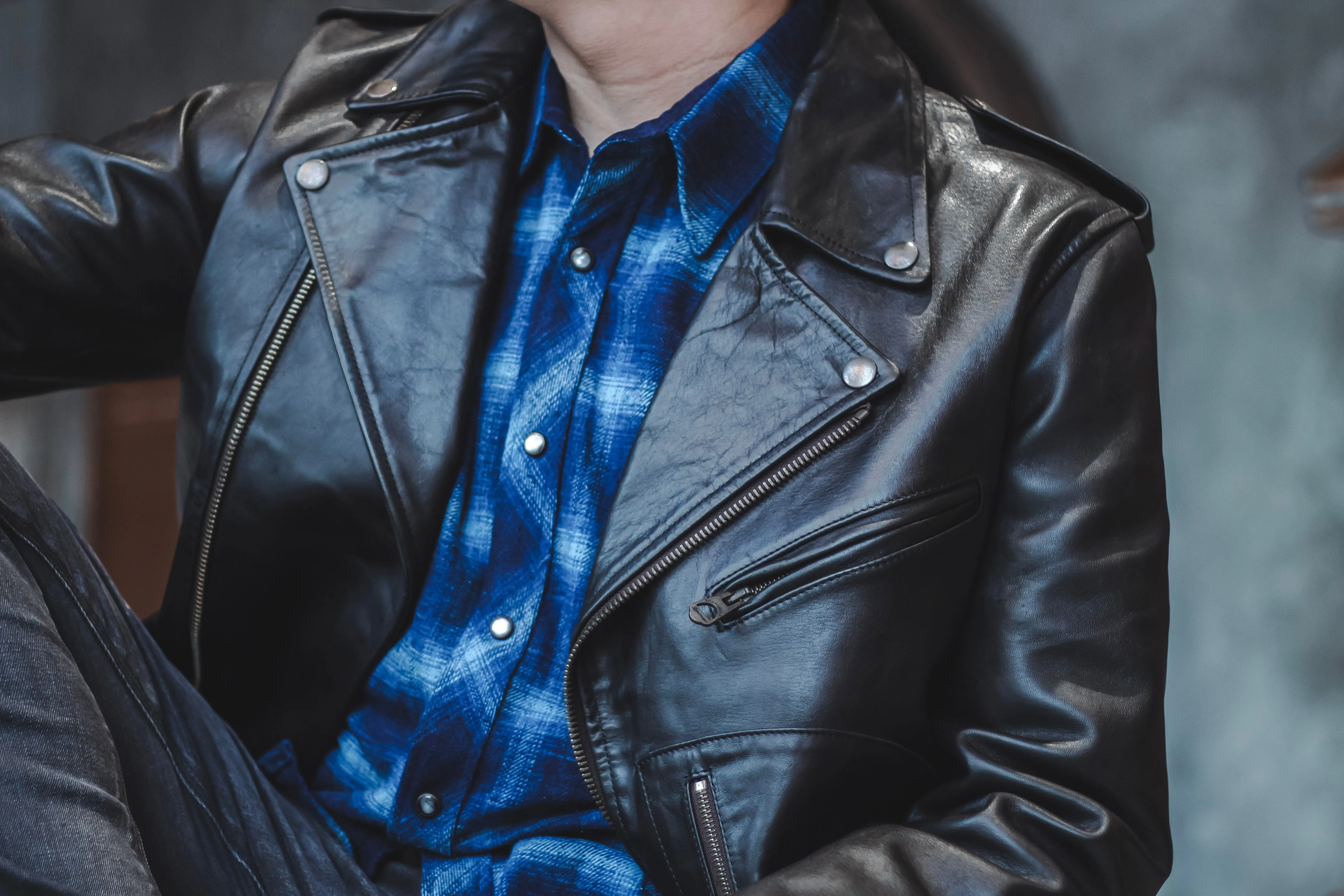 【Shangri-La Heritage】Chiodo Horsehide Leather Jacket 50年代黑茶芯馬皮騎士皮衣 sold by Blue Beach Denim product image thumbnail 5