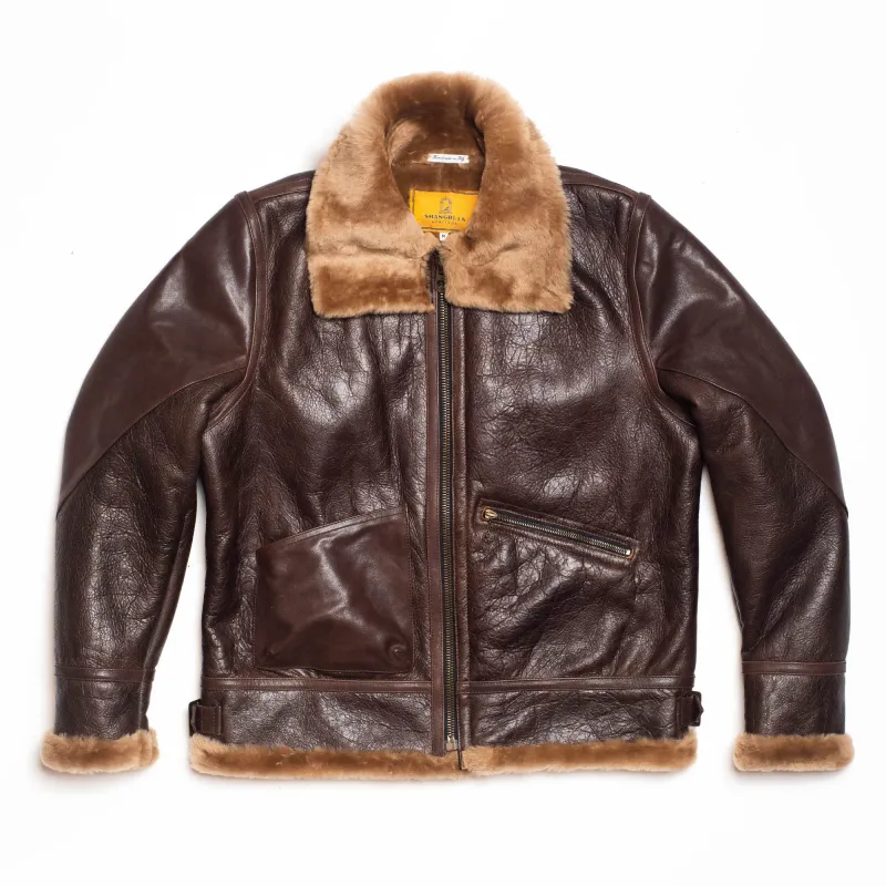 【Shangri-La Heritage】“Aviatore” B-3 Seal Brown Shearling Jacket 咖啡色美麗諾羊毛皮轟炸機夾克 sold by Blue Beach Denim