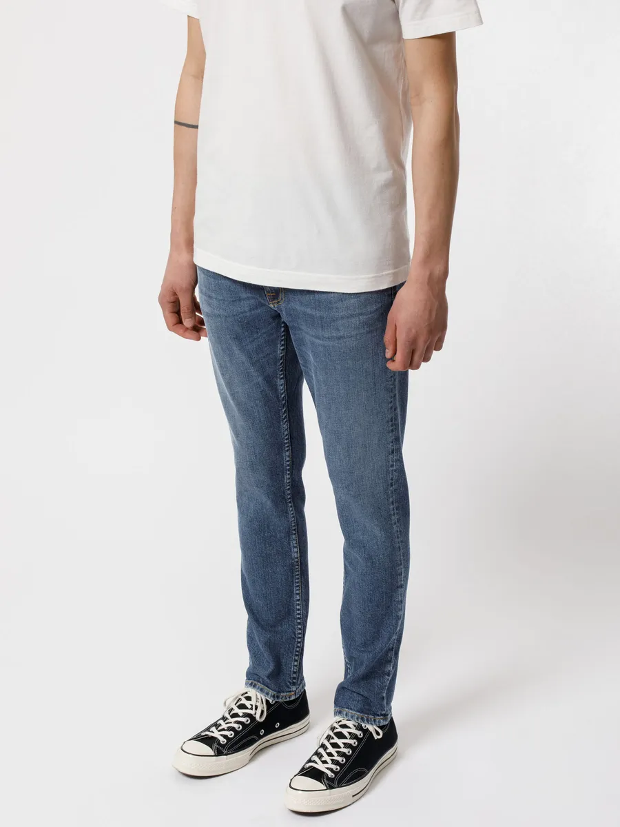 【Nudie Jeans】Lean Dean Blue Vibes 中藍石洗中腰合身錐形牛仔褲 sold by Blue Beach Denim product image thumbnail 3