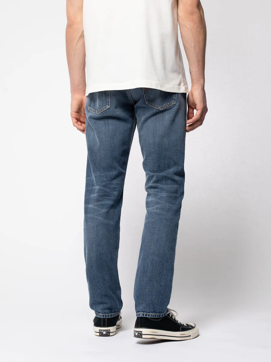 【Nudie Jeans】Steady Eddie II Worn Gene 中淺藍高腰修身錐形牛仔快 sold by Blue Beach Denim product image thumbnail 4