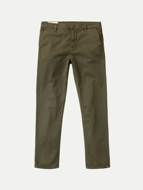 【Nudie Jeans】Easy Alvin Olive 微寬鬆錐形卡其褲橄欖綠 sold by Blue Beach Denim