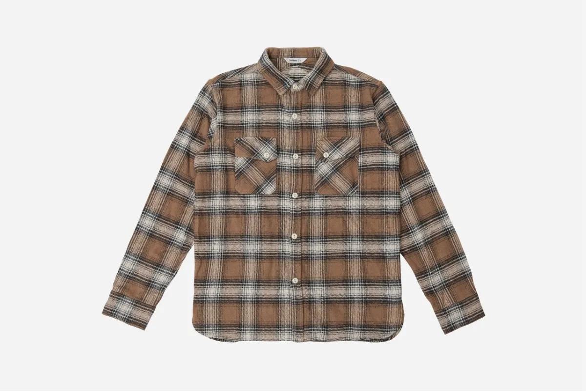 【3sixteen】Crosscut Flannel Shirt-Mocha ／ 特殊橫裁 法蘭絨襯衫 摩卡 sold by Blue Beach Denim