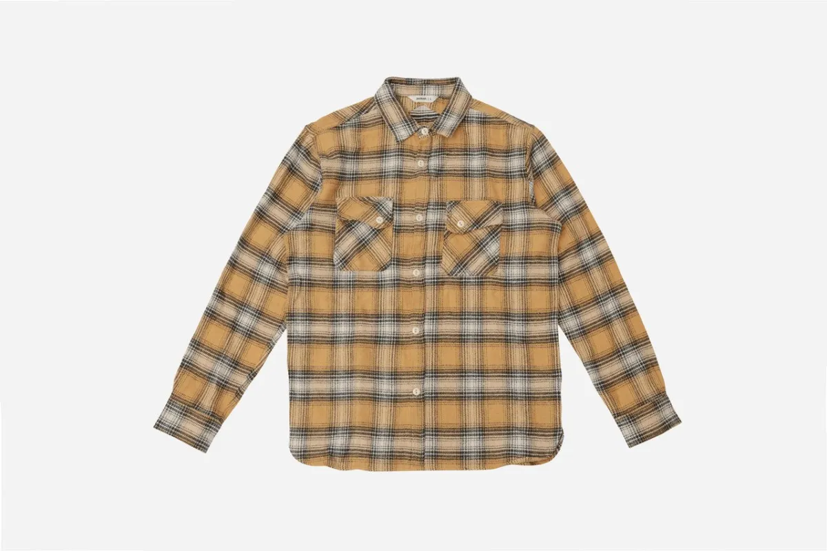 【3sixteen】Crosscut Flannel Shirt-Dijon ／ 特殊橫裁法蘭絨襯衫 第戎黃 sold by Blue Beach Denim