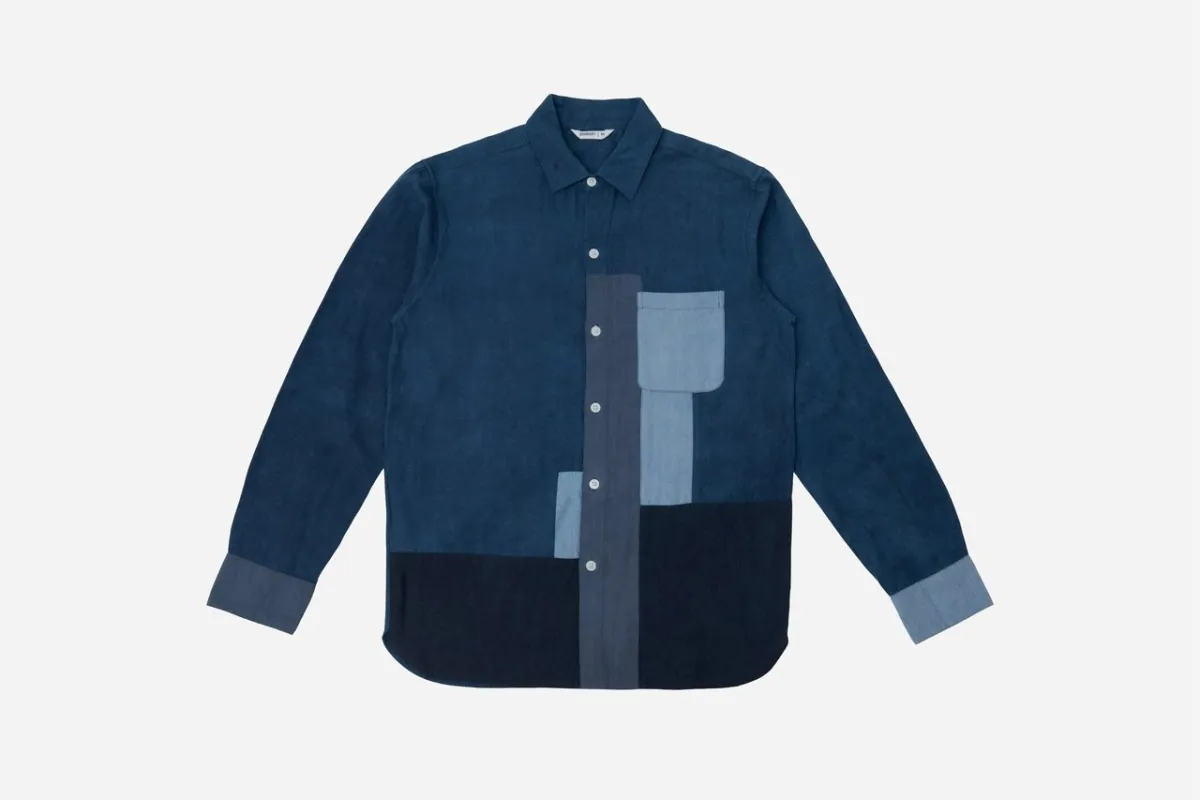 【3sixteen】 藍染手織布 拼接BD襯衫/Patchwork BD Shirt sold by Blue Beach Denim