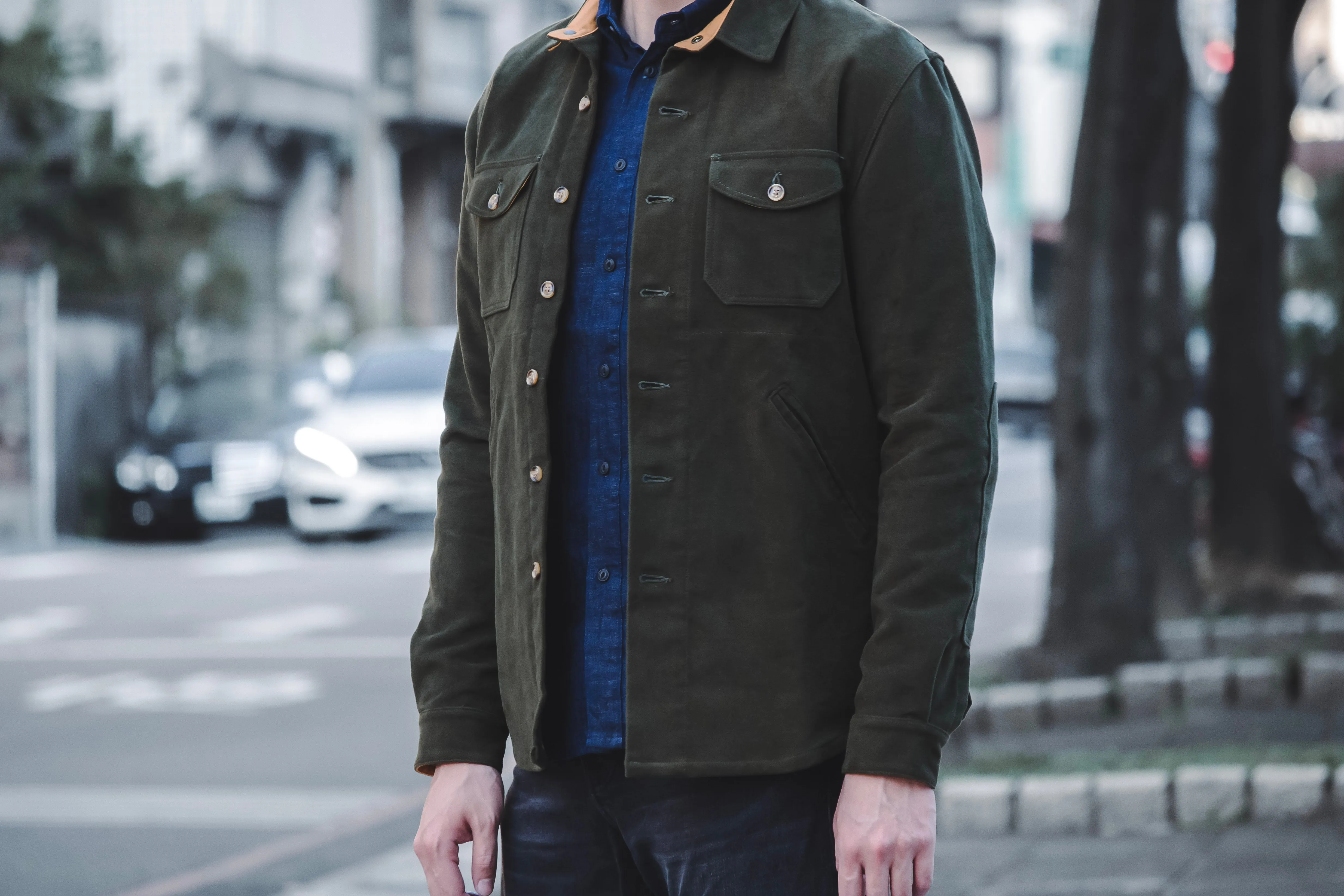 【Dehen 1920】Crissman Moleskin Overshirt Loden 羅登綠鼴鼠皮襯衫外套 sold by Blue Beach Denim product image thumbnail 3