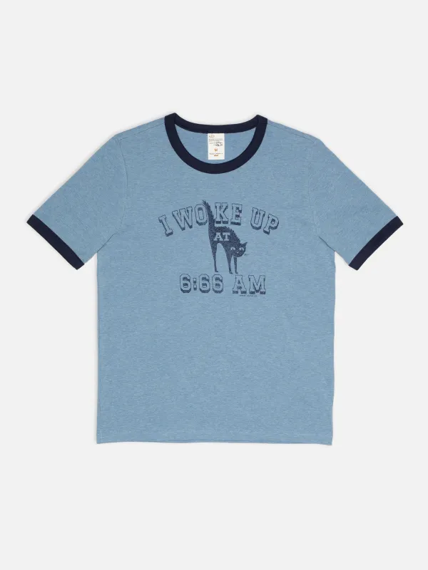 【Nudie Jeans】Ricky 6-66 Ringer T-Shirt Bluemelange 復古藍合身包邊圖Tee sold by Blue Beach Denim
