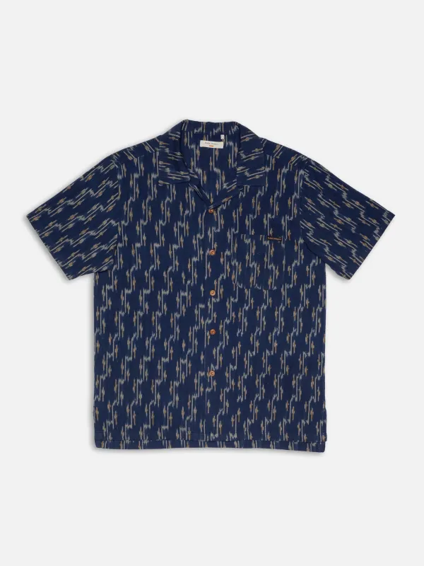 【Nudie Jeans】Arvid Ikat Shirt Blueberry 絣織藍莓色夏威夷襯衫 sold by Blue Beach Denim