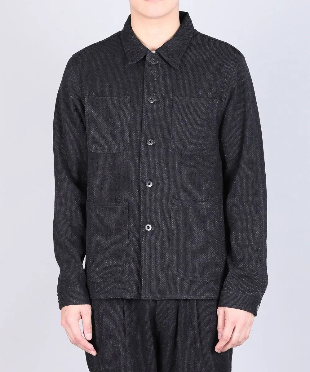 【Japan Blue Jeans】Sashiko Black Coverall Jacket 黑染刺子工裝夾克 sold by Blue Beach Denim