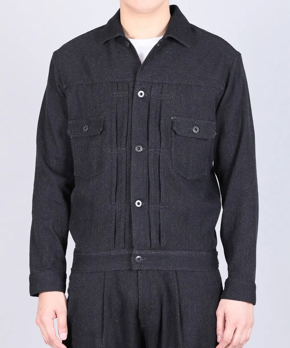 【Japan Blue Jeans】Black Sashiko Type 2 Jacket 黑染刺子二代牛仔外套 sold by Blue Beach Denim