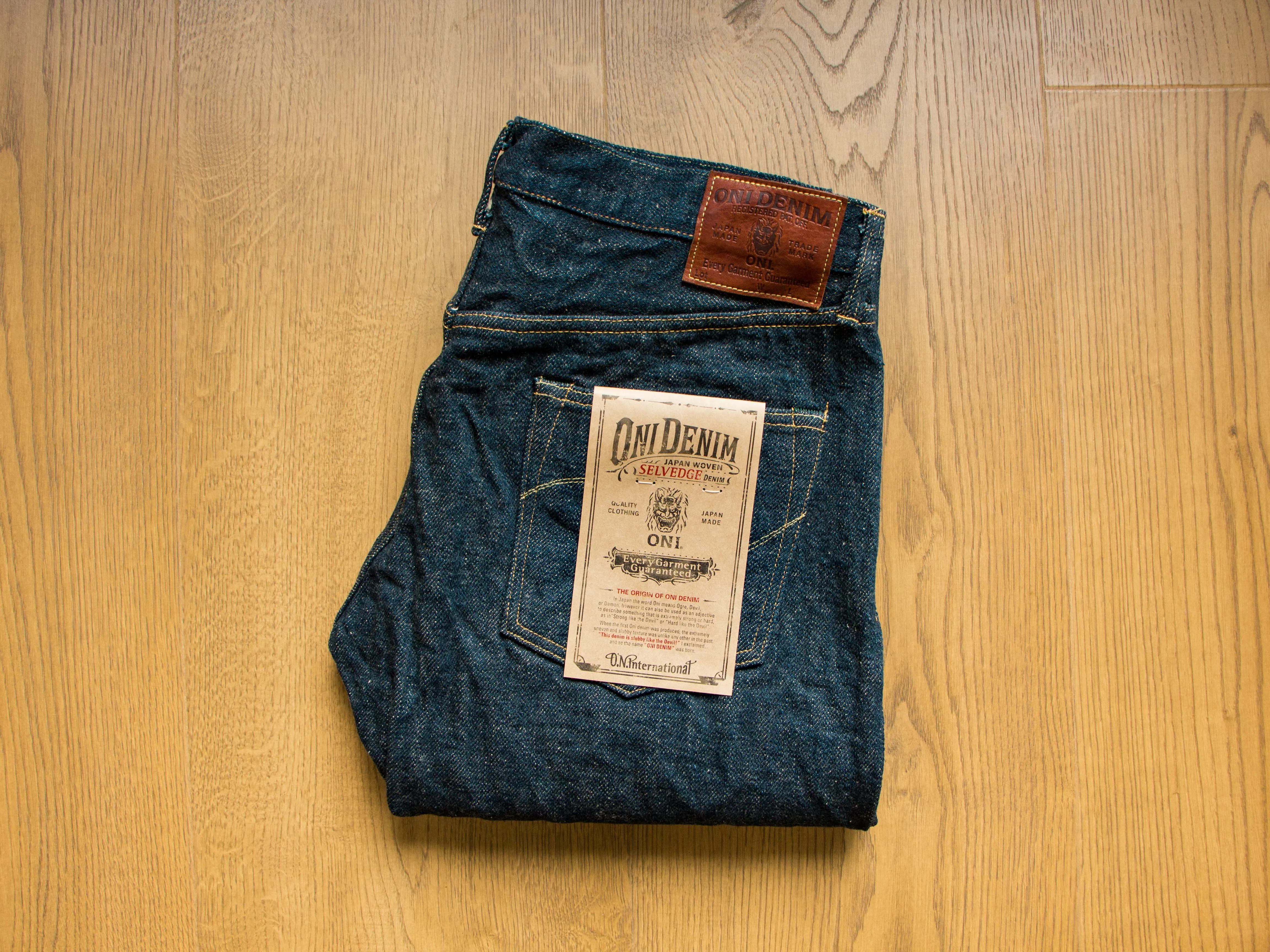 【ONI DENIM】200ZR-KAB Secret Denim 20oz 鬼秘歌舞伎布邊寬直筒牛仔褲 sold by Blue Beach Denim