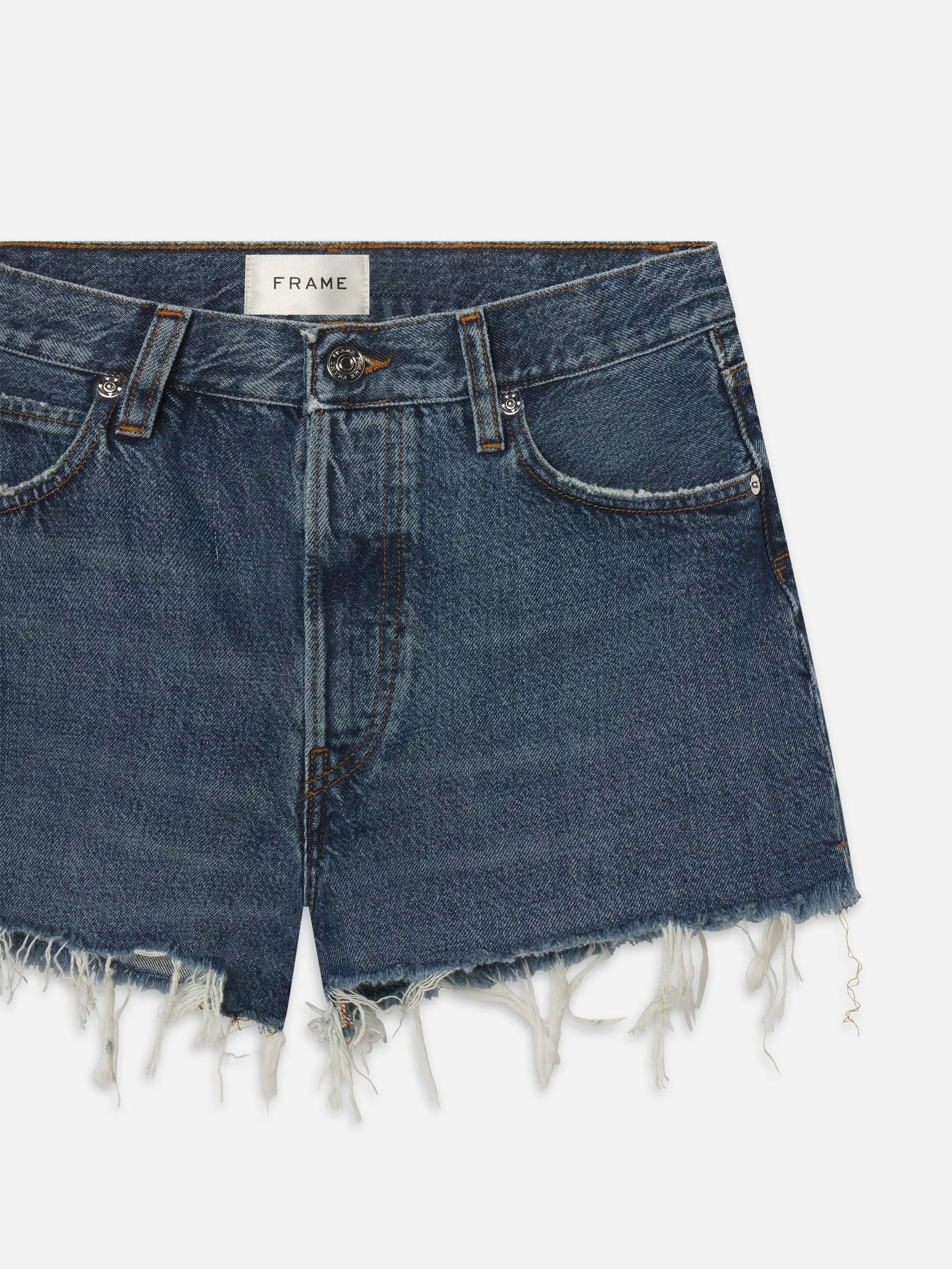 【FRAME】The Dare Short in Habit 女款中藍石洗牛仔短褲 sold by Blue Beach Denim product image thumbnail 2