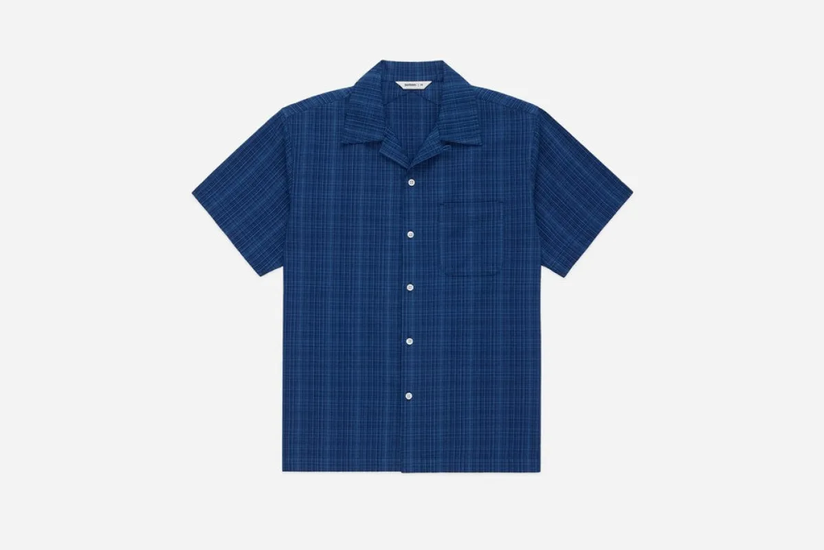 【3sixteen】Vacation Shirt Indigo Microcheck 藍染千層格紋休閒襯衫 sold by Blue Beach Denim