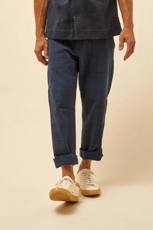【INDI+ASH】Obelisk Pants Iron/Indigo 軍裝長褲天然靛藍鐵染 sold by Blue Beach Denim