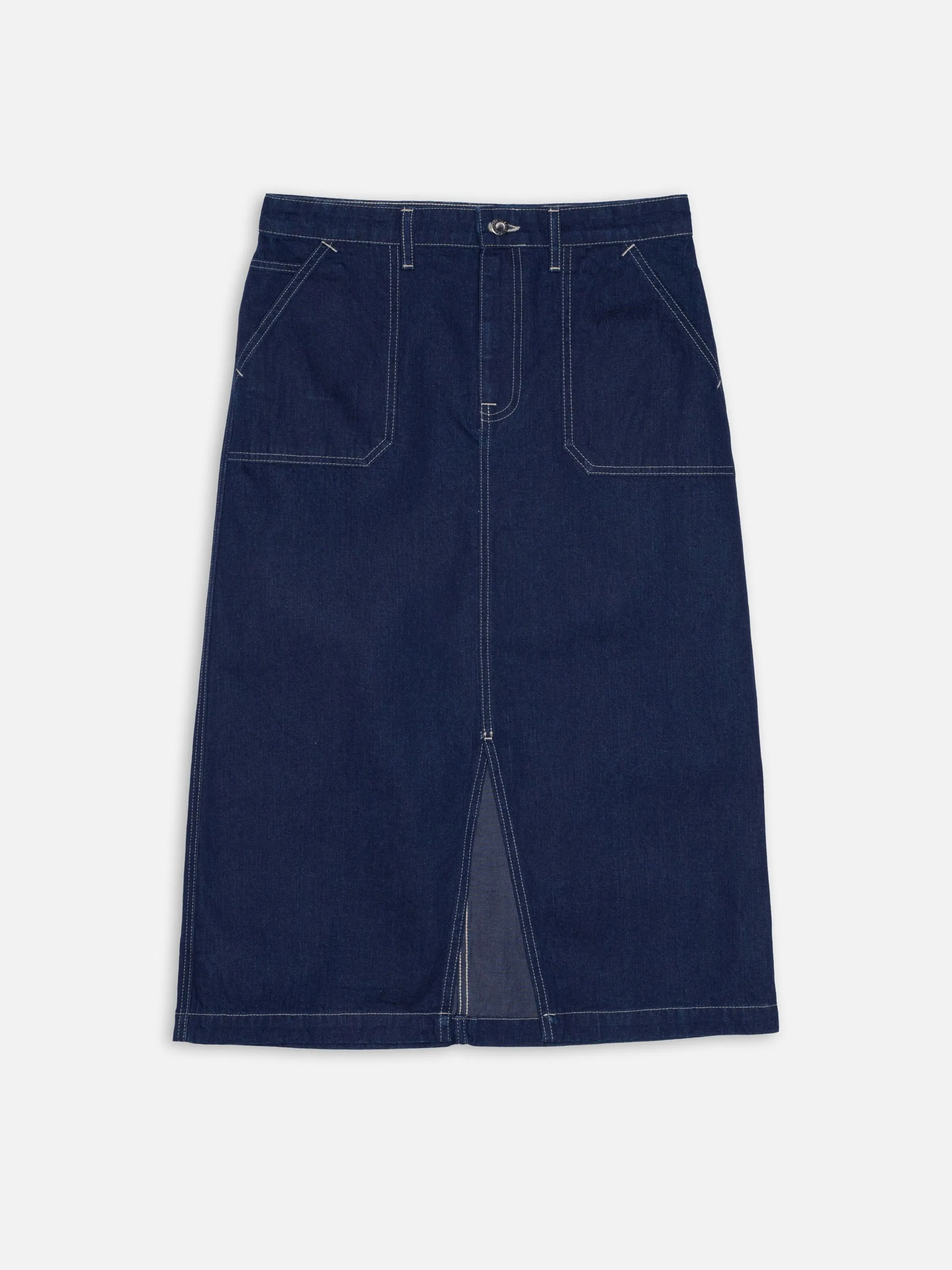 【Nudie Jeans】Boel Painter Denim Skirt Dark Blue 深藍水洗高腰畫家牛仔裙 sold by Blue Beach Denim