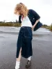 【Nudie Jeans】Boel Painter Denim Skirt Dark Blue 深藍水洗高腰畫家牛仔裙 sold by Blue Beach Denim