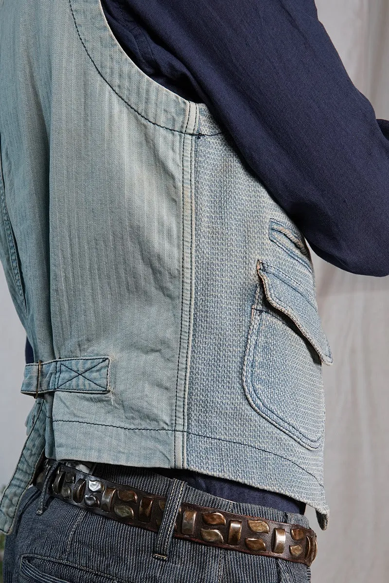 【Scarti-Lab】403 SU928/SM273 Vintage 自然作舊藍染刺仔復古背心 sold by Blue Beach Denim product image thumbnail 4
