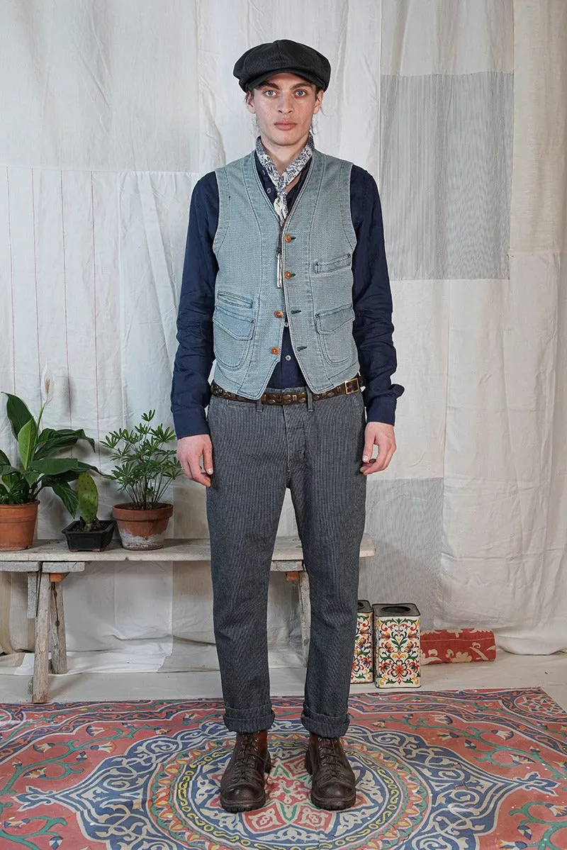 【Scarti-Lab】403 SU928/SM273 Vintage 自然作舊藍染刺仔復古背心 sold by Blue Beach Denim product image thumbnail 5