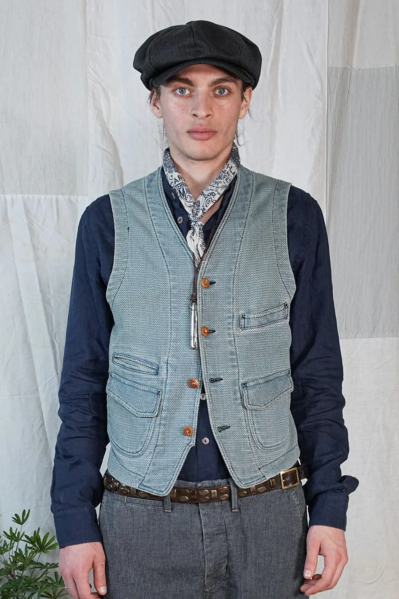 【Scarti-Lab】403 SU928/SM273 Vintage 自然作舊藍染刺仔復古背心 sold by Blue Beach Denim product image thumbnail 2