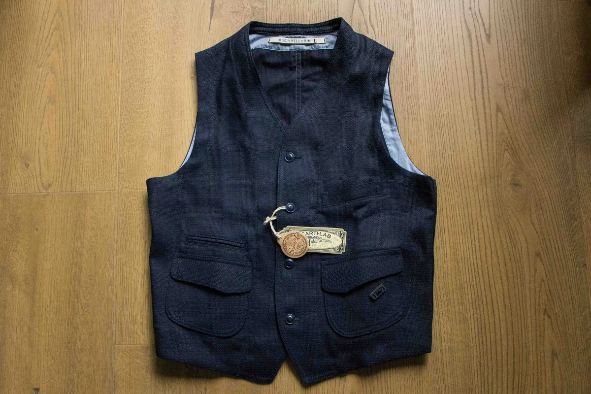 【Scarti-Lab】403 SU928 藍染刺仔復古背心 sold by Blue Beach Denim