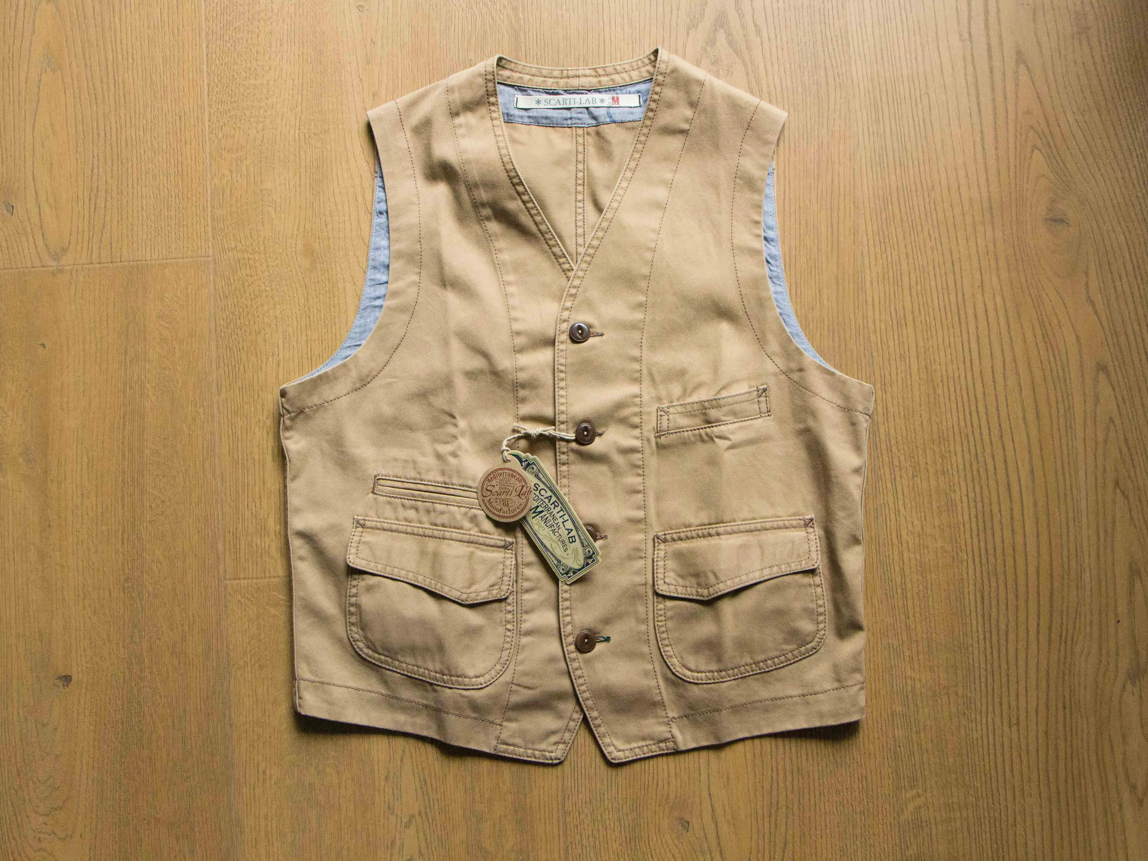 【Scarti-Lab】403 SG506 卡其色復古帆布背心 sold by Blue Beach Denim