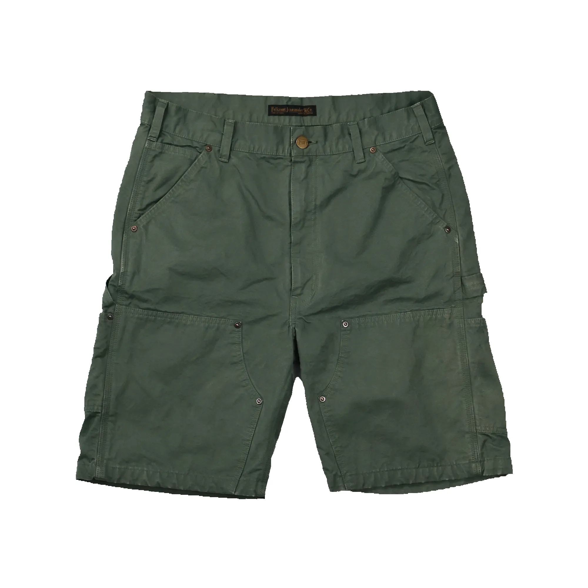 【Fullcount】1909 Double Knee Shorts Green 綠色雙膝加固工作短褲 sold by Blue Beach Denim