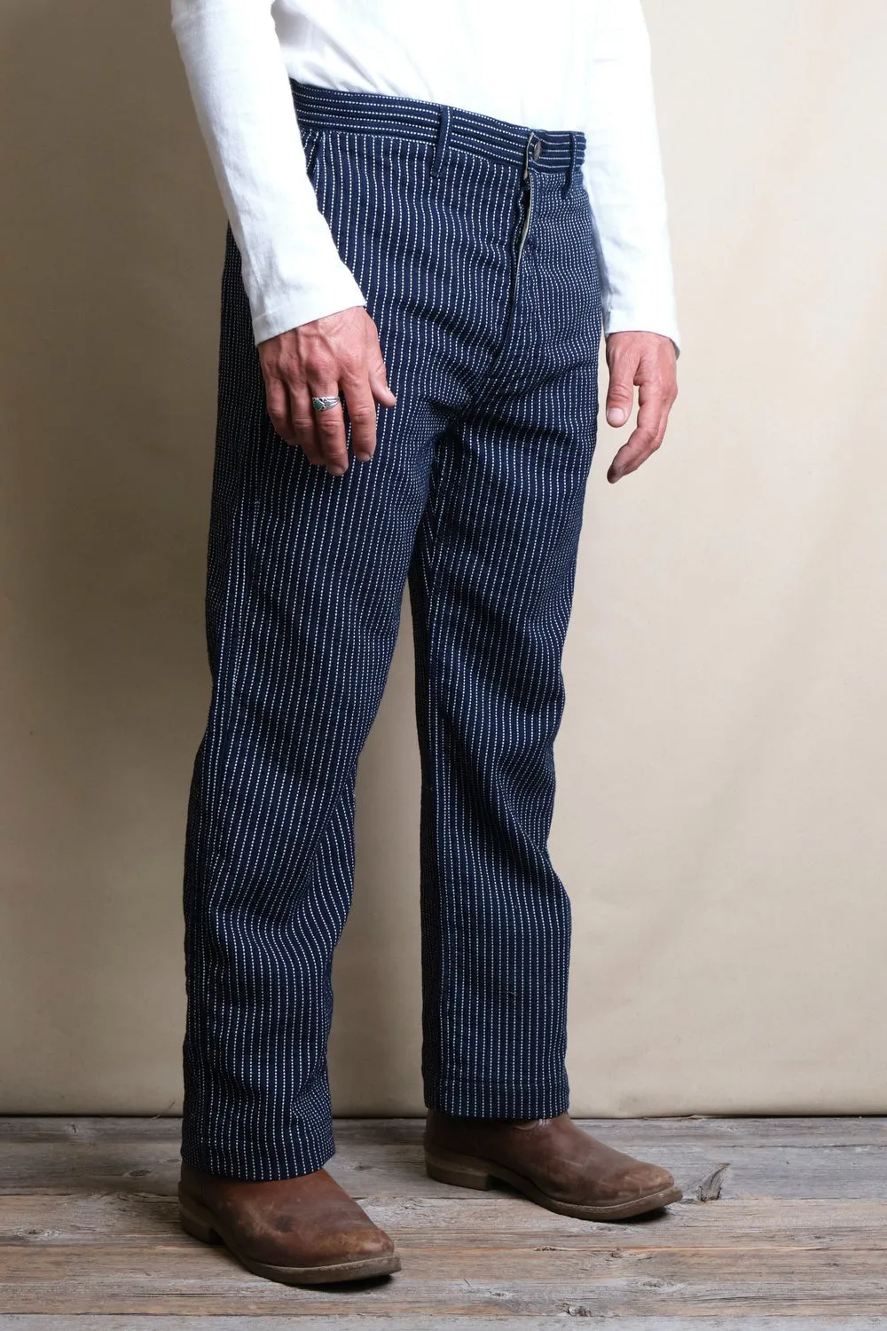 【Freenote】Western Pant Blue Dobby Stripe 藍色多比織條紋西部直筒長褲 sold by Blue Beach Denim product image thumbnail 3