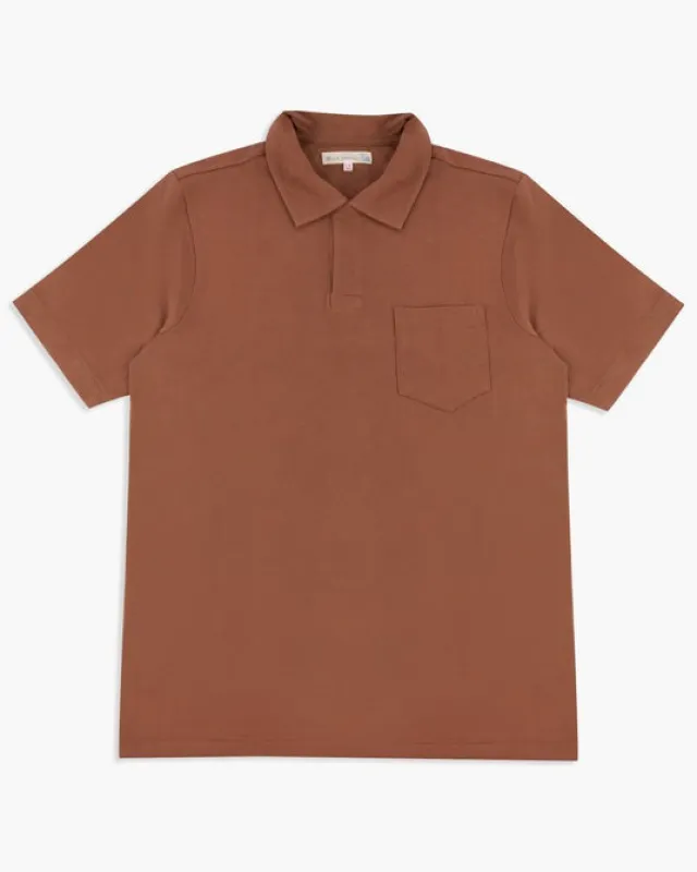 【Merz b. Schwanen】2PKPL Loopwheeled Pikée Polo Shirt Nut 圓筒織短袖Polo衫堅果色 sold by Blue Beach Denim