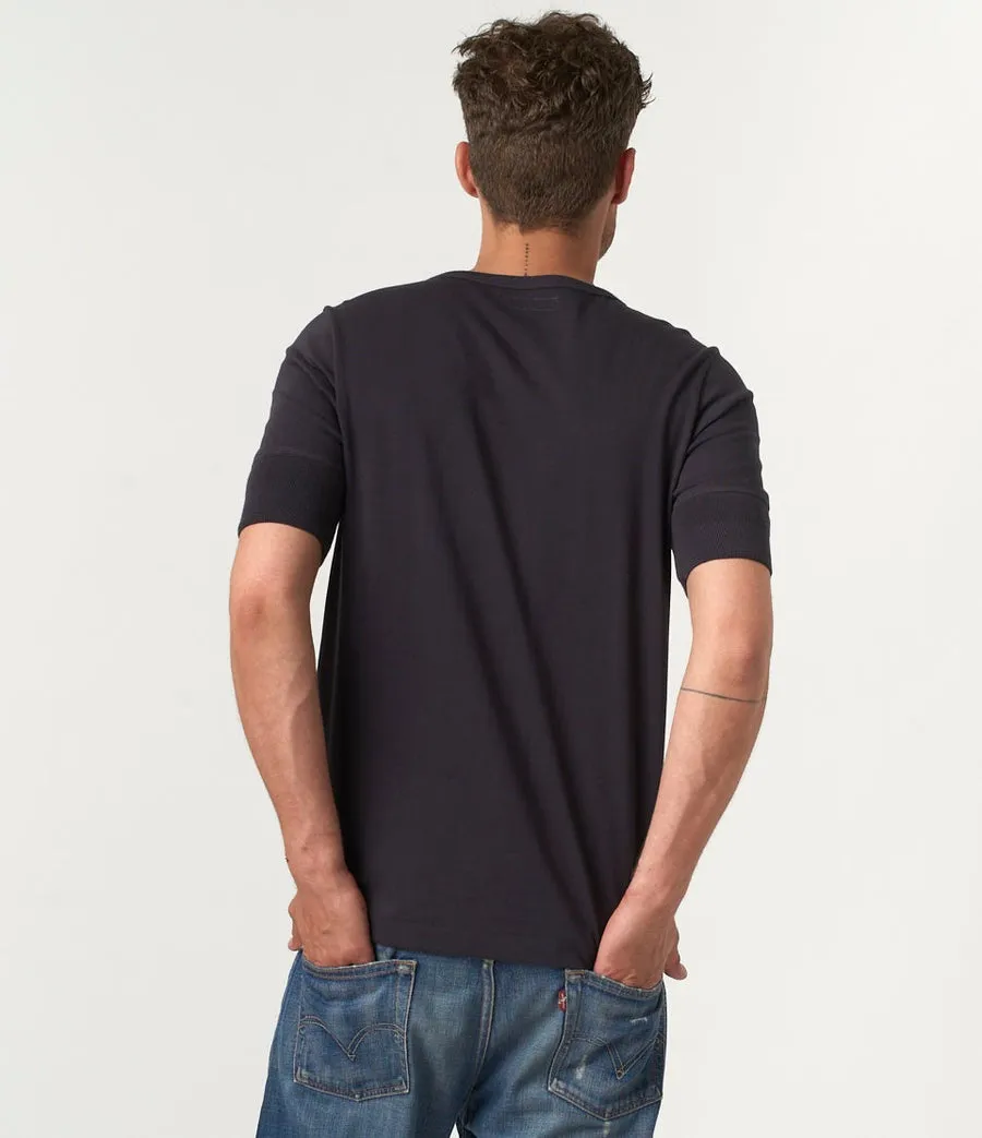 【Merz b. Schwanen】207 Loopwheeled Short Sleeve Henley Charcoal 圓織經典中磅數短袖亨利衫炭灰色 sold by Blue Beach Denim product image thumbnail 4