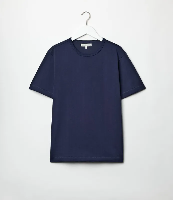 【Merz b. Schwanen】2M15 Vintage Machine Refined T-Shirt Ink Blue 經典重磅有機棉素T墨藍色 sold by Blue Beach Denim