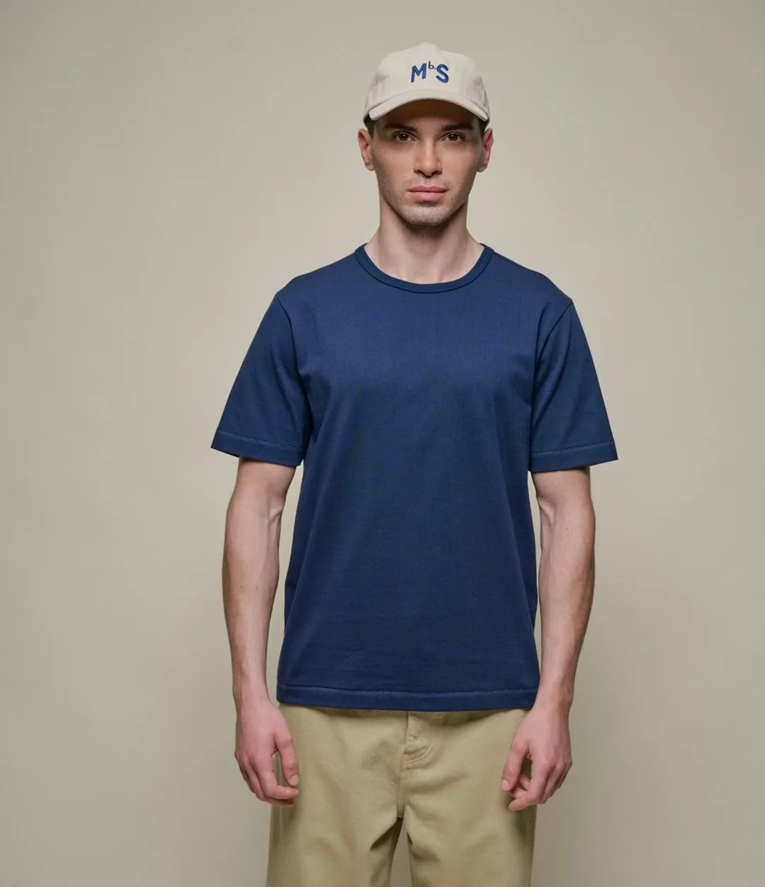 【Merz b. Schwanen】2M15 Vintage Machine Refined T-Shirt Ink Blue 經典重磅有機棉素T墨藍色 sold by Blue Beach Denim product image thumbnail 2