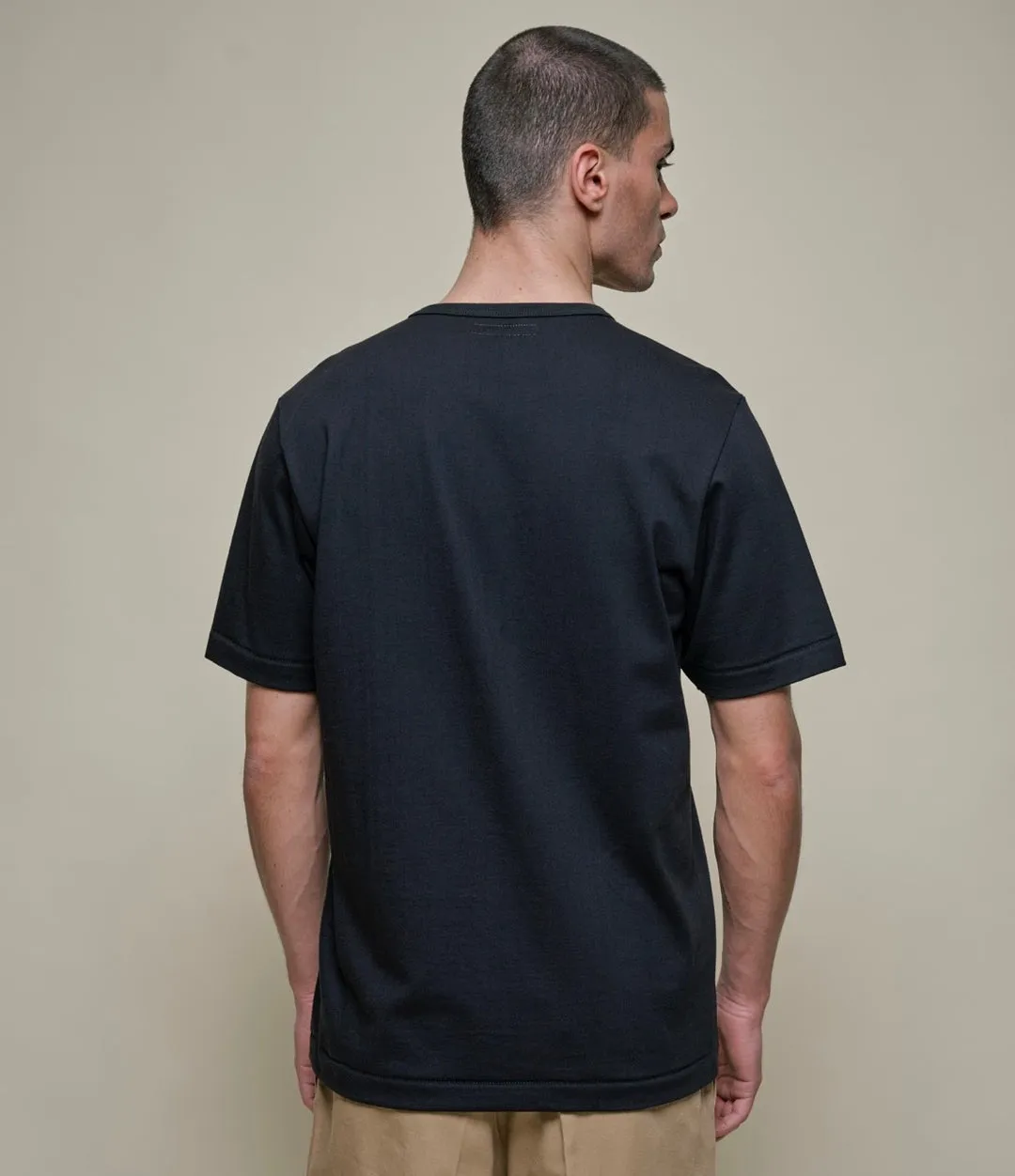 【Merz b. Schwanen】2M15 Vintage Machine Refined T-Shirt Deep Black 經典重磅有機棉素T黑色 sold by Blue Beach Denim product image thumbnail 3