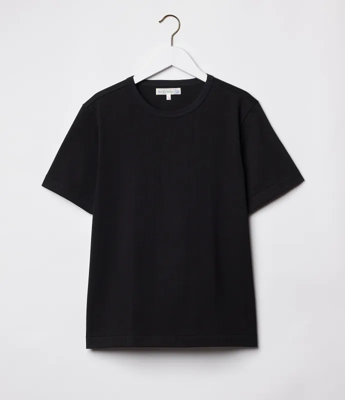 【Merz b. Schwanen】2M15 Vintage Machine Refined T-Shirt Deep Black 經典重磅有機棉素T黑色 sold by Blue Beach Denim