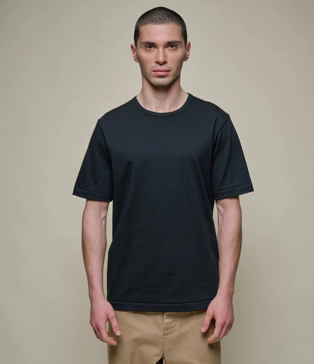 【Merz b. Schwanen】2M15 Vintage Machine Refined T-Shirt Deep Black 經典重磅有機棉素T黑色 sold by Blue Beach Denim product image thumbnail 2