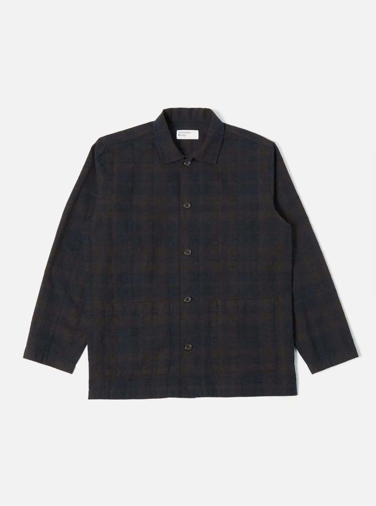 【Universal Works】Easy Overshirt Oak Cotton Navy/Brown 橡樹棉布襯衫外套 sold by Blue Beach Denim