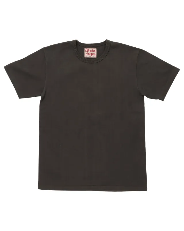 【Wonder Looper】Crewneck T-shirt Double Heavyweight Sumi Black 墨黑色雙倍超重量級圓織短T sold by Blue Beach Denim