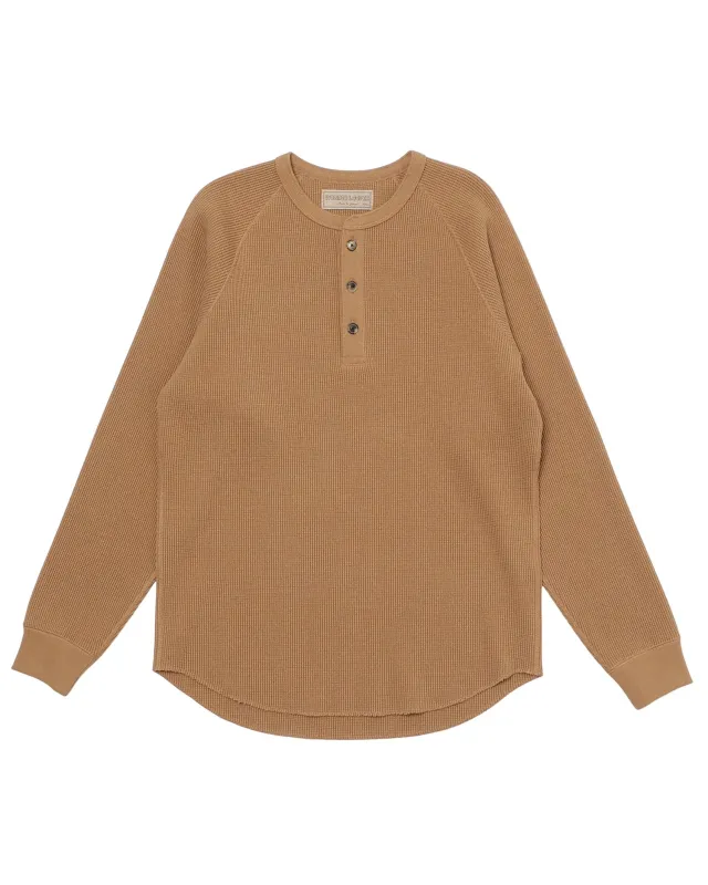 【Wonder Looper】Henley - Foxfibre® Heavyweight Waffle - Coyote 70 狐狸棉重磅華夫格亨利衫 made by Wonder Looper
