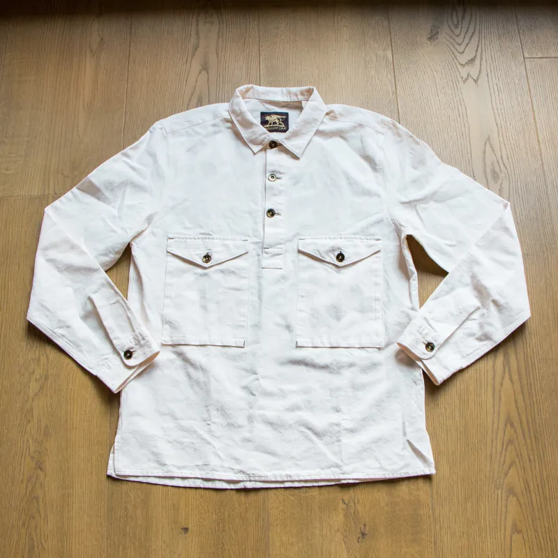 【Indigofera】Terrence Cotton & Linen Pullover Shirt Cocatoo 棉麻混紡半門襟套頭襯衫 sold by Blue Beach Denim