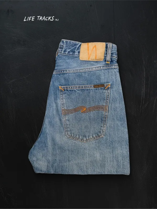 【Nudie Jeans】Tuff Tony Basement Tracks 忠實復刻淺藍水洗寬版直筒牛仔褲 sold by Blue Beach Denim