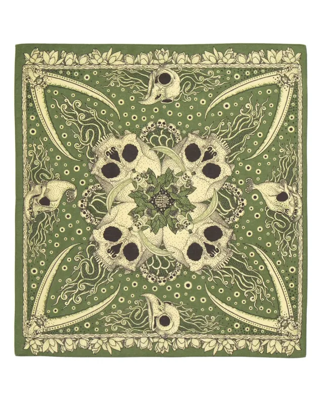 【INDIGOFERA】Skull Bandana Green 綠骷髏方巾 sold by Blue Beach Denim