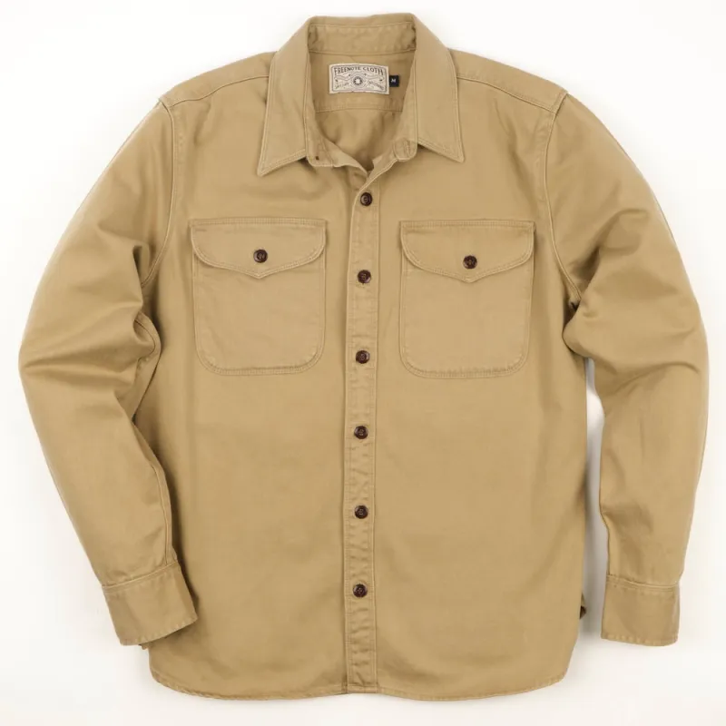 【Freenote】Utility Khaki 石洗卡其沙丁布工作襯衫 sold by Blue Beach Denim