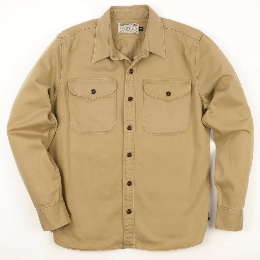 【Freenote】Utility Khaki 石洗卡其沙丁布工作襯衫 sold by Blue Beach Denim