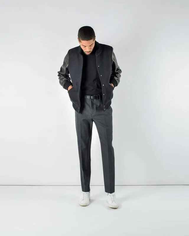 【Dehen 1920】Varsity Jacket - Black, Black 校隊外套黑色拼接黑皮袖 sold by Blue Beach Denim product image thumbnail 5