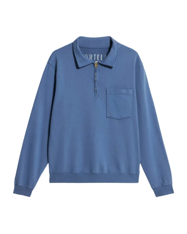 【Fortela】Yale Sweatshirt Cotton Colletto E Zip Indaco 復古藍染耶魯大學長袖運動衫 sold by Blue Beach Denim