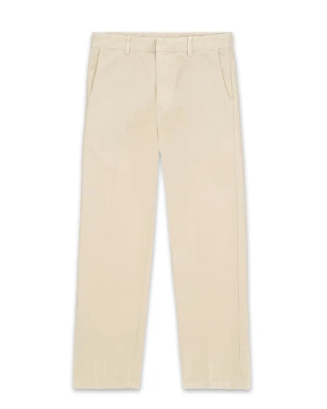【Fortela】Maine Reversed Cotton Canvas Trousers Off White 米白義大利製深海藍直筒休閒褲 sold by Blue Beach Denim