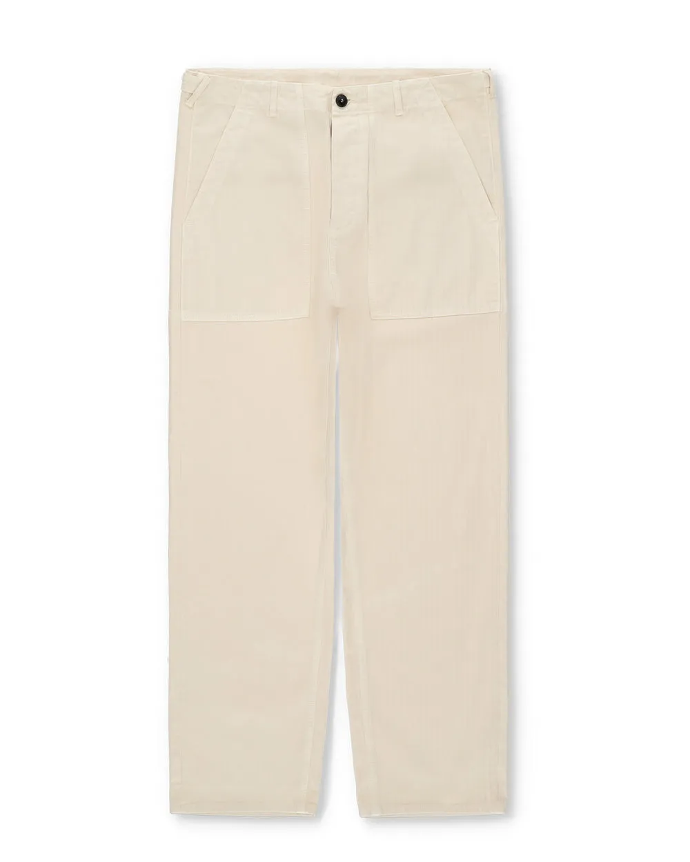【Fortela】New Fatigue Herringbone Cotton Fatigue Trousers Off White sold by Blue Beach Denim