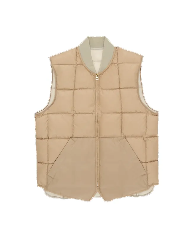 【Fortela】Vest1 Nylon Padded Vest CAMEL 奶茶色鋪棉背心 sold by Blue Beach Denim