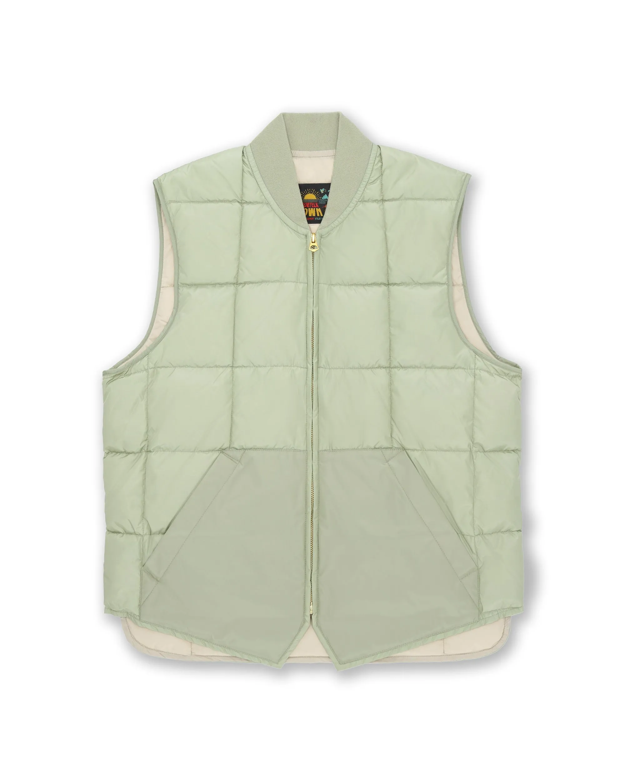 【Fortela】Vest1 Nylon Padded Vest LIGHT GREEN 復古綠鋪棉背心 sold by Blue Beach Denim