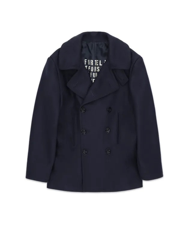 【Fortela】Peacoat Jacket Double-Breasted Wool Blue 義大利縮絨羊毛海軍大衣海藍 sold by Blue Beach Denim