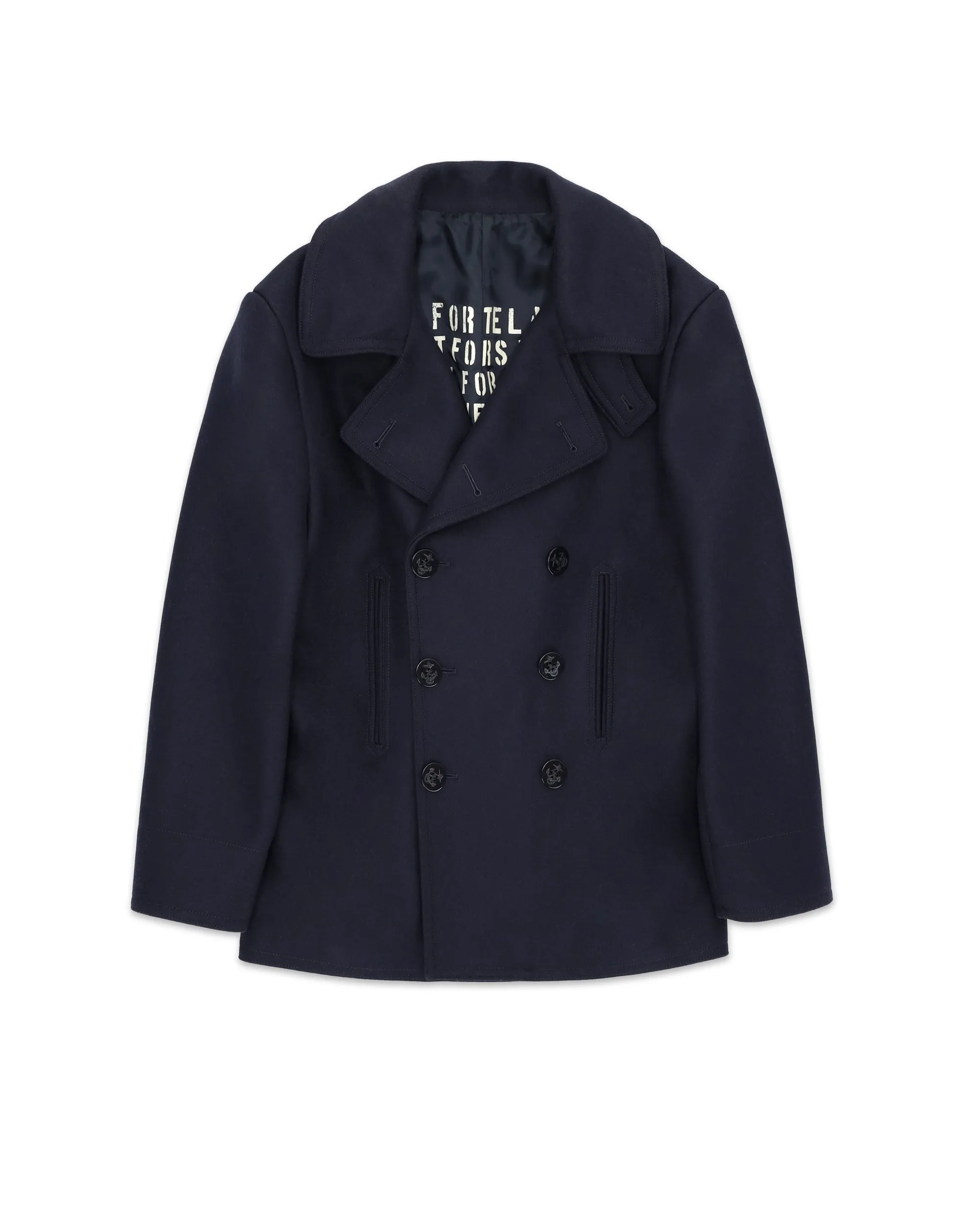 【Fortela】Peacoat Jacket Double-Breasted Wool Blue 義大利縮絨羊毛海軍大衣海藍 sold by Blue Beach Denim